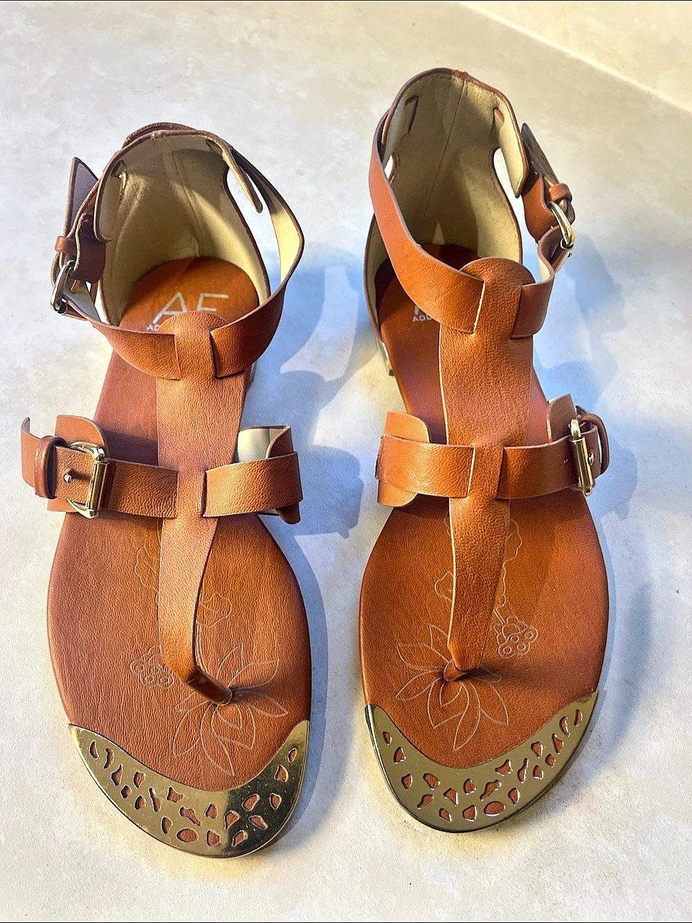 Addition Elle Brown Strappy Sandals US 7W